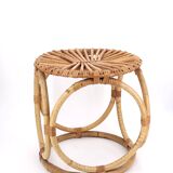 Rattan and bamboo stool, 70s