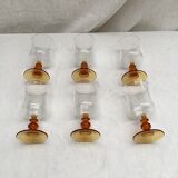 Set of six stemmed glasses stamped France size: height -14cm- diameter -7cm-