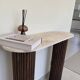 Console travertin et bois | chêne foncé