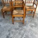 Set of 4 brutalist oak armchairs, 1950s