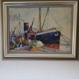 French Oil on Panel – “Port de Nice” by Elie Bernadac (1913–1999)