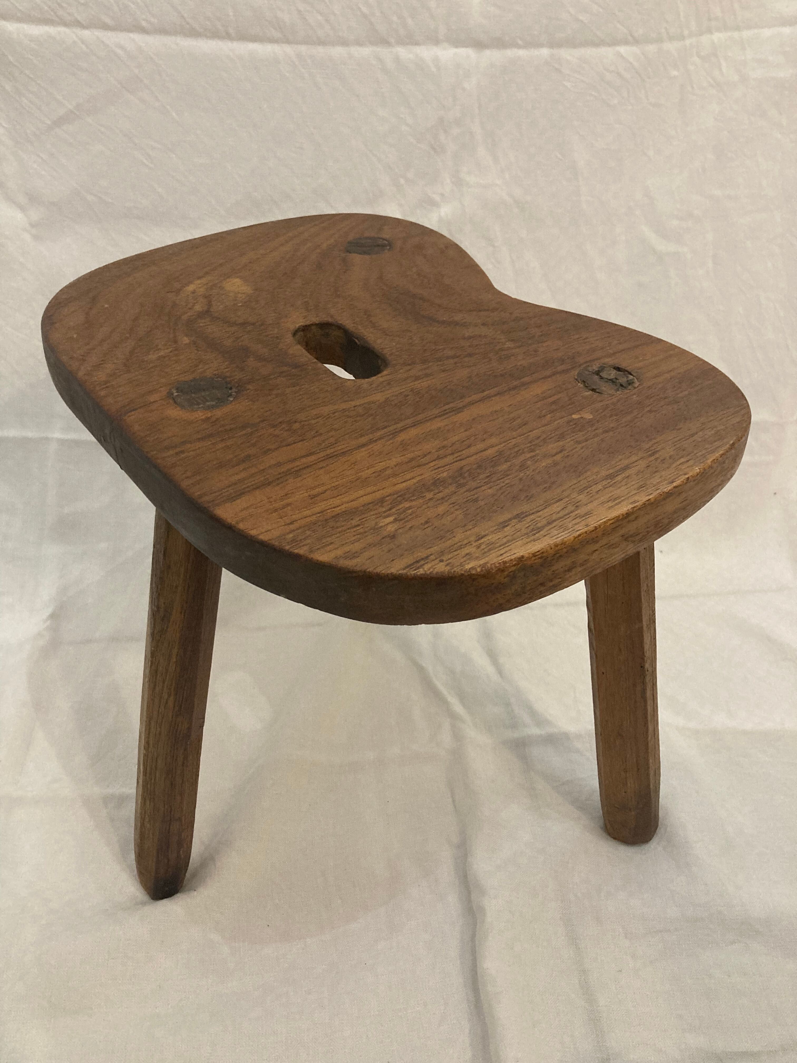 Solid oak tripod stool