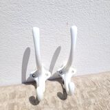 Pair of double coat hooks in enameled cast iron