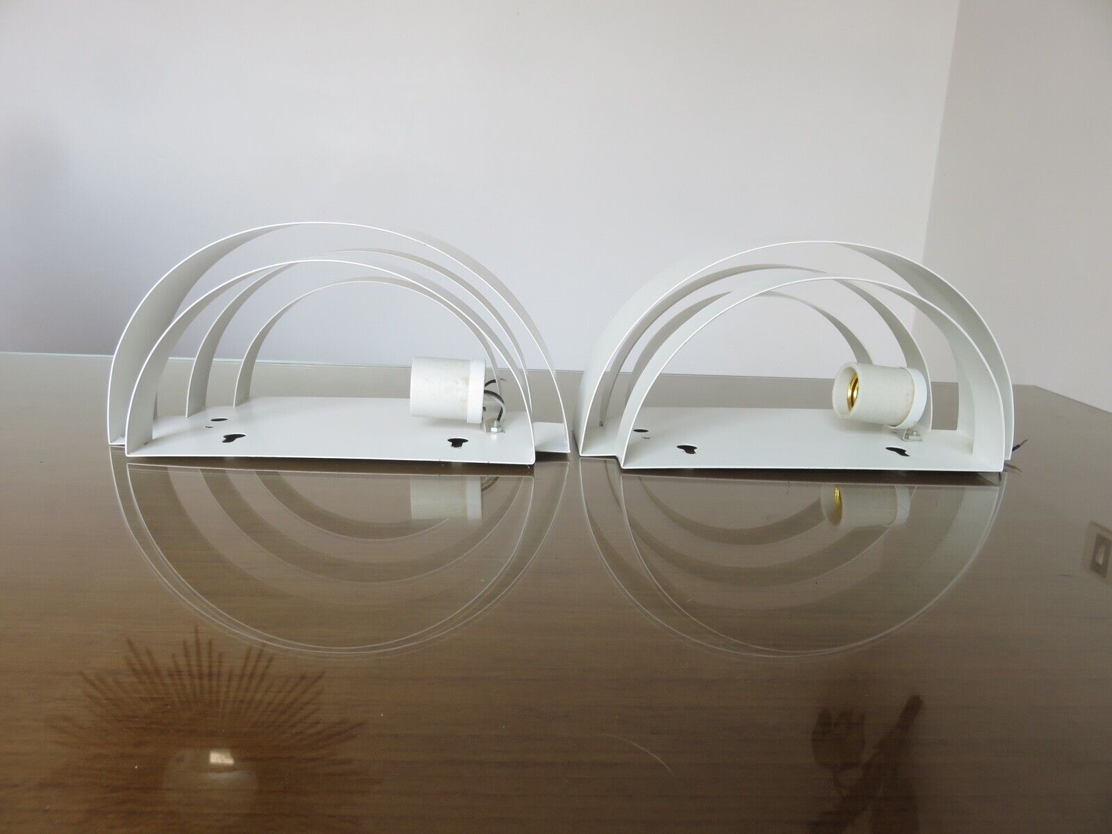 Pair of Scandinavian curved metal sconces 1980