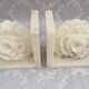 Pair of vintage alabaster bookends decor flower 1970