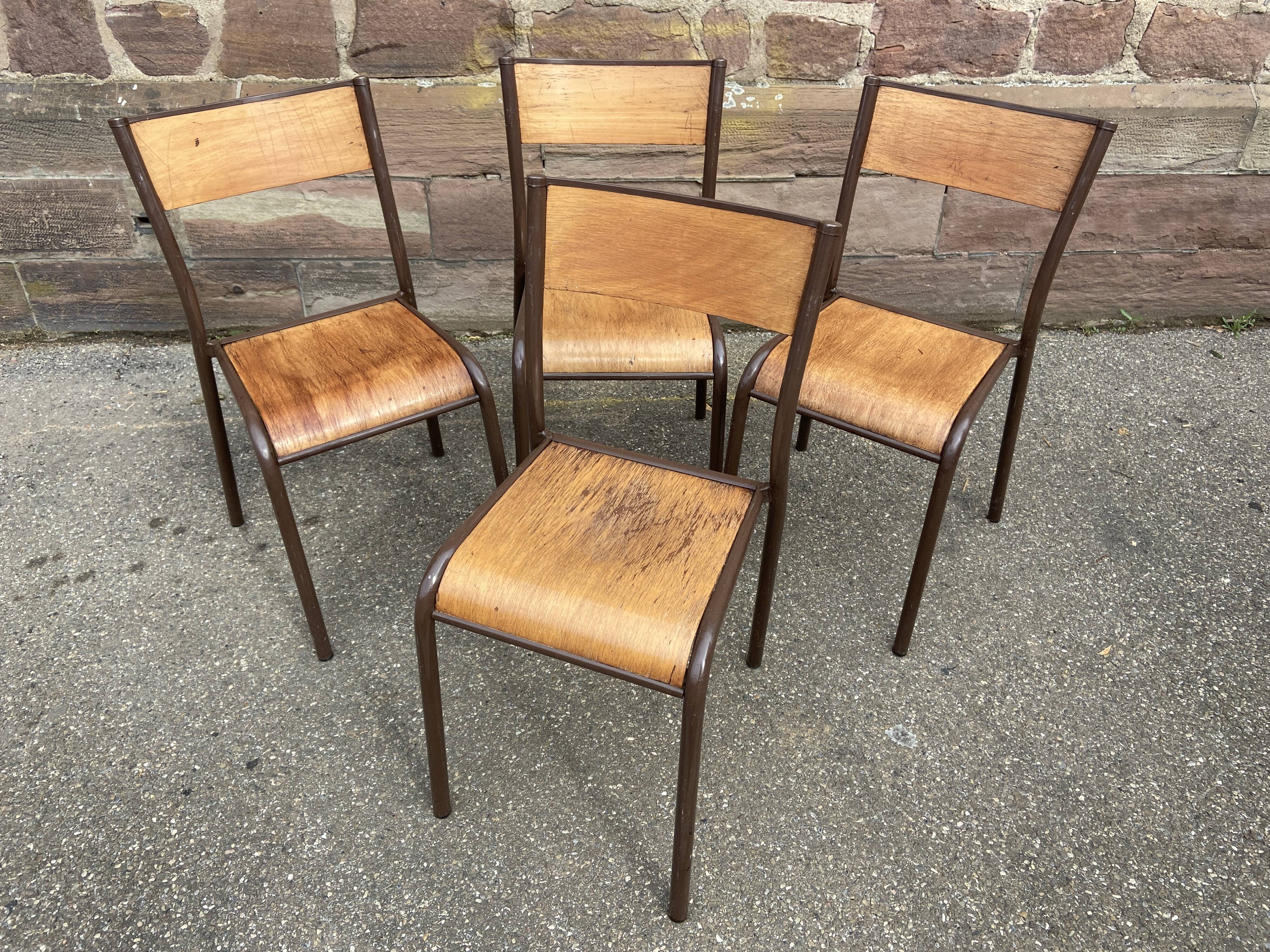 4 vintage school chairs