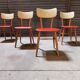 Set of 4 red wooden chairs published by Ton, 60s