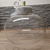 Glass globe pendant light with marble