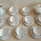 Ancien service à café en porcelaine 9 tasses sous-coupes pot lait sucrier