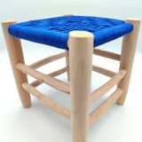 Wooden Stool with Hand Woven Seat - Unique Piece