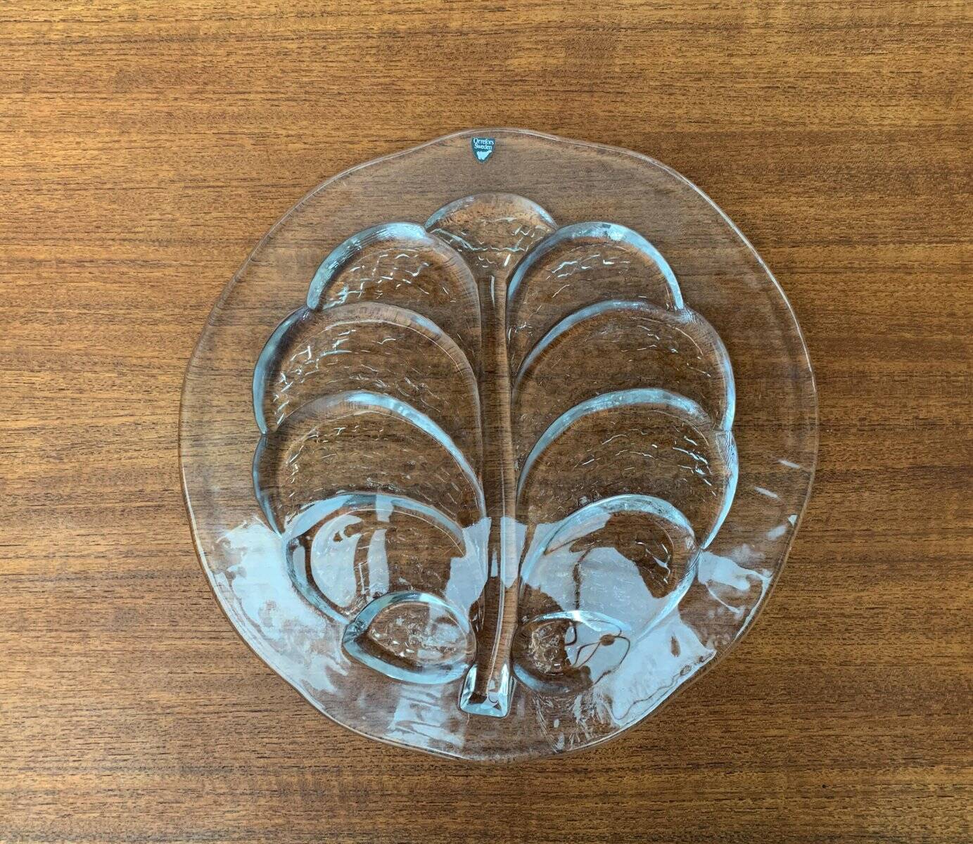 Assiette vintage suédoise en verre d'Orrefors