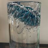 Vintage cylindrical crystal vase with inclusion