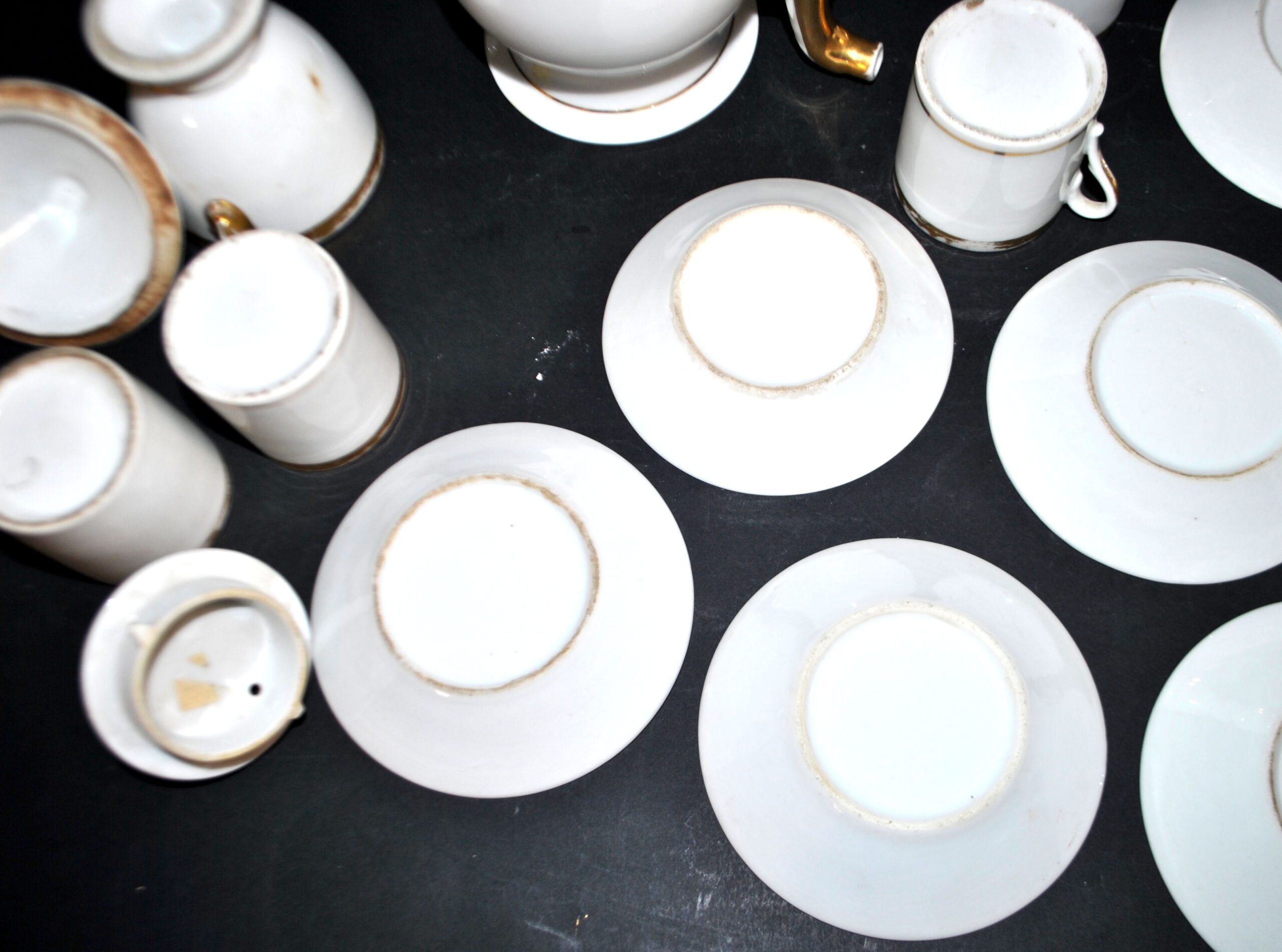 Empire coffee service in porcelain, 19th century swan neck, Paris porcelain
