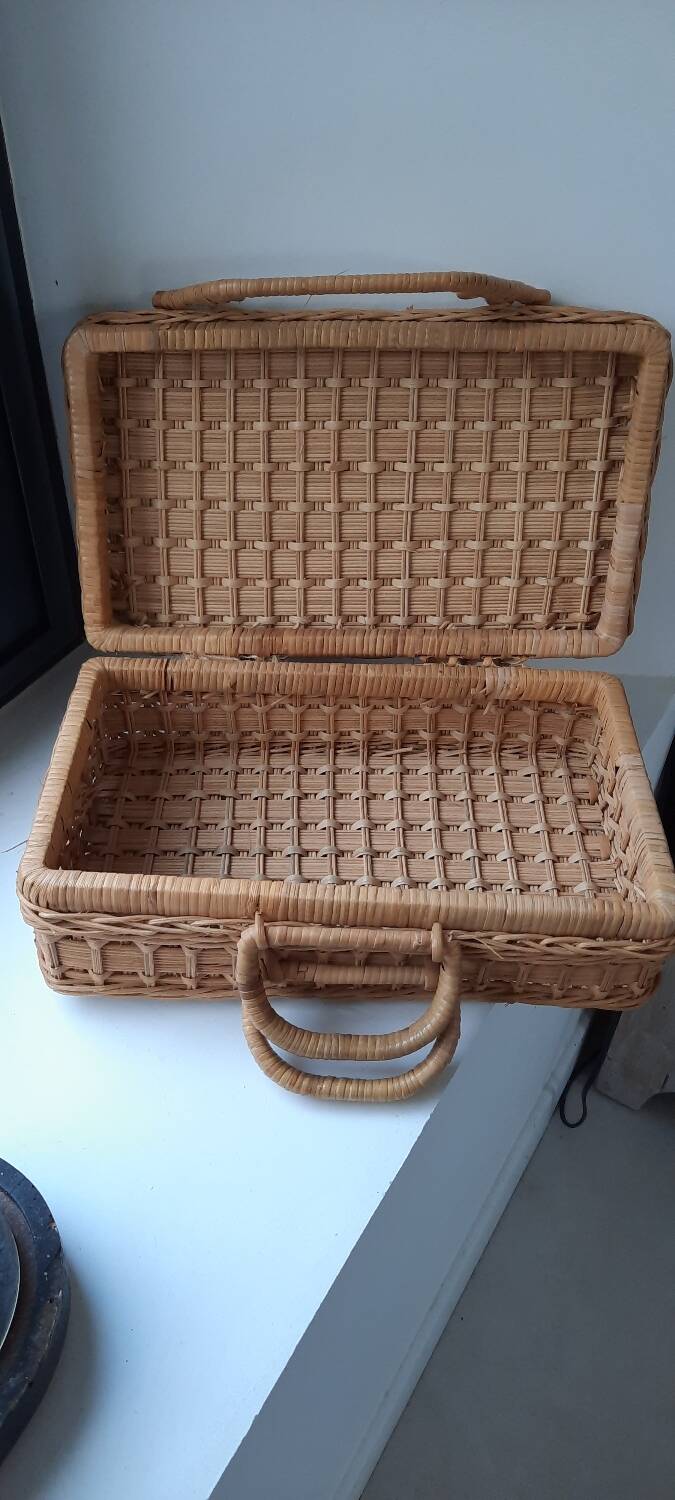Rattan and wicker suitcase