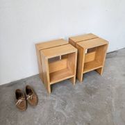 Paire tabourets ou chevets pin mobilier montagne 1950