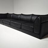 Canapé sectionnel "Pagode" 4 places en cuir noir De Sede DS-19, années 1970