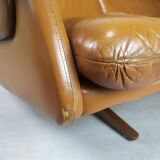 Scandinavian fawn leather sofa