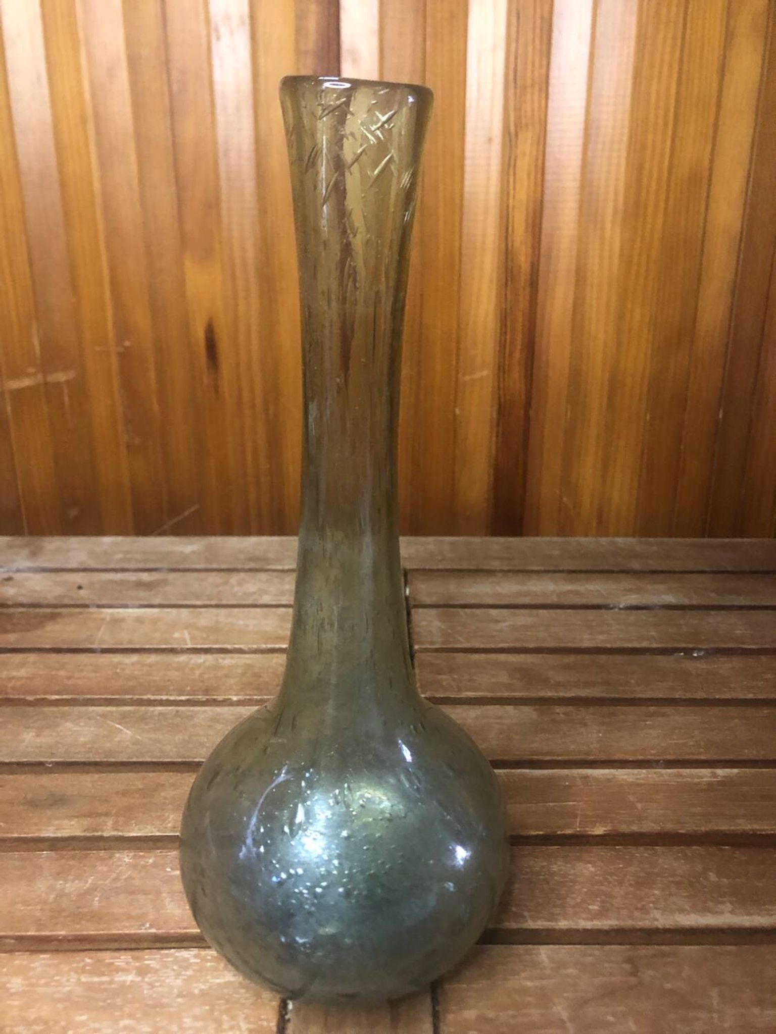 Old biot soliflore vase vintage bubble blown glass #a408