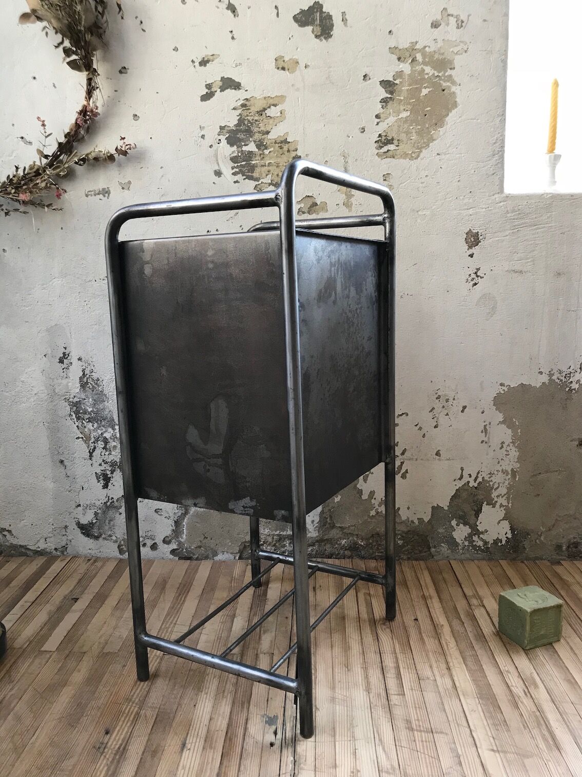 Industrial bedside table