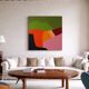 Abstract coloured landscape 80x80cm signed