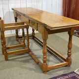 Large folding blond mahogany console - Indian work from the 1980s