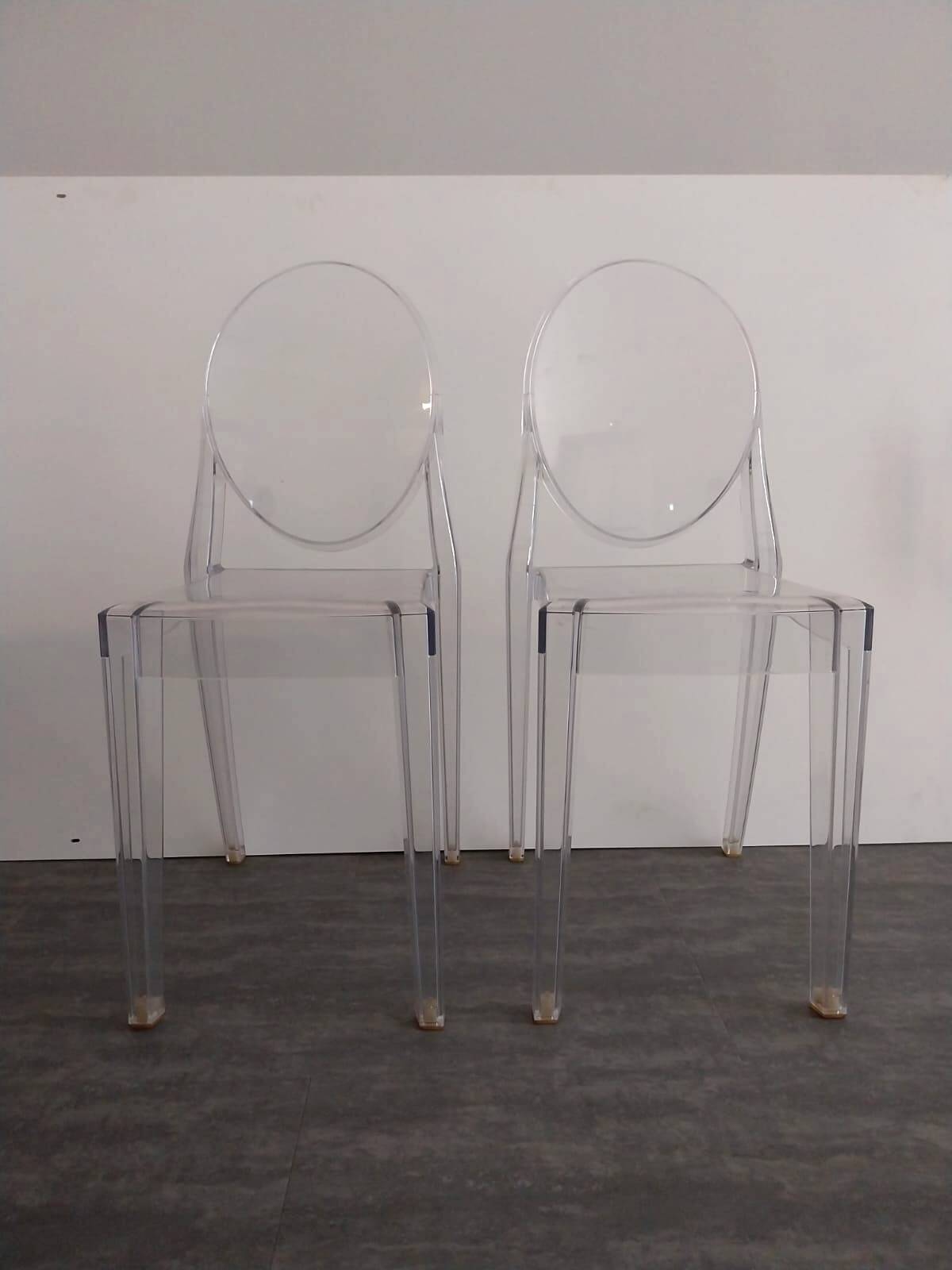 Pair of Victoria Ghost chairs by Starck for Kartell