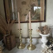 Antique pair of gilded bronze candlesticks