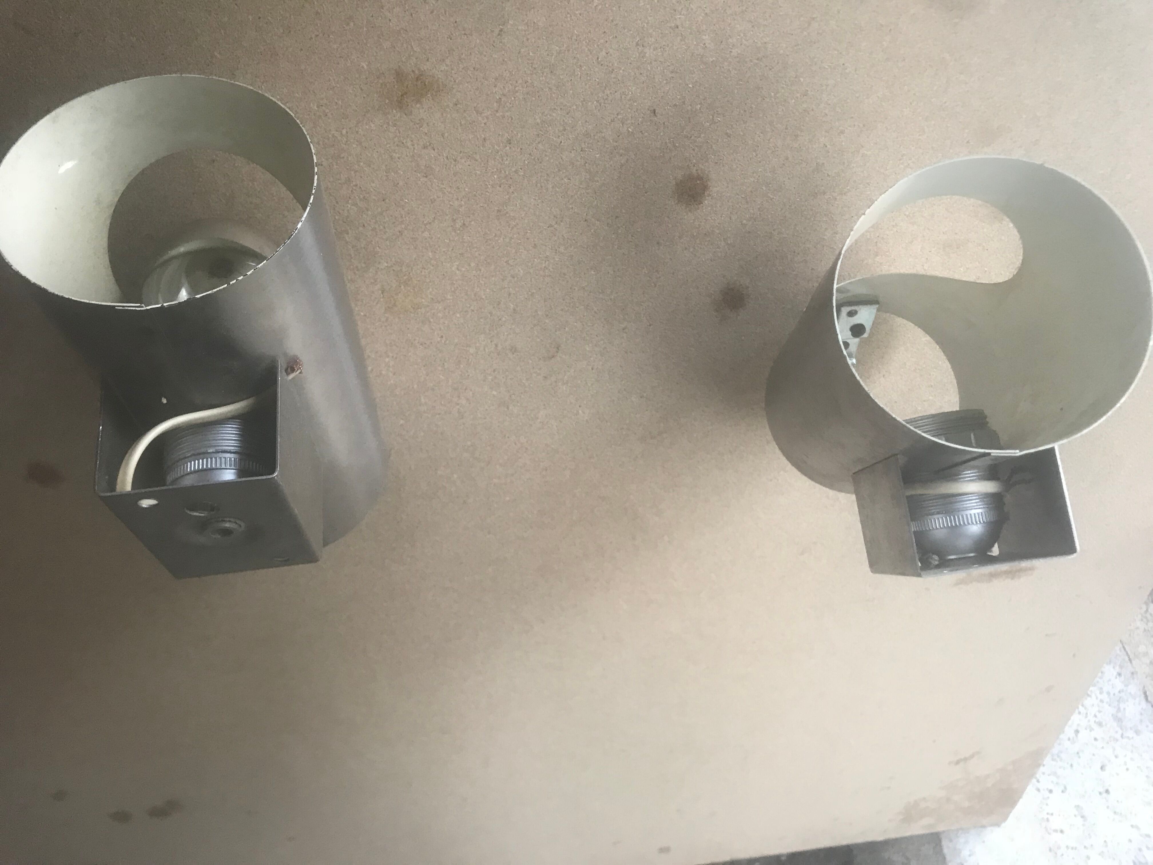 Pair 1970 brushed metal wall light