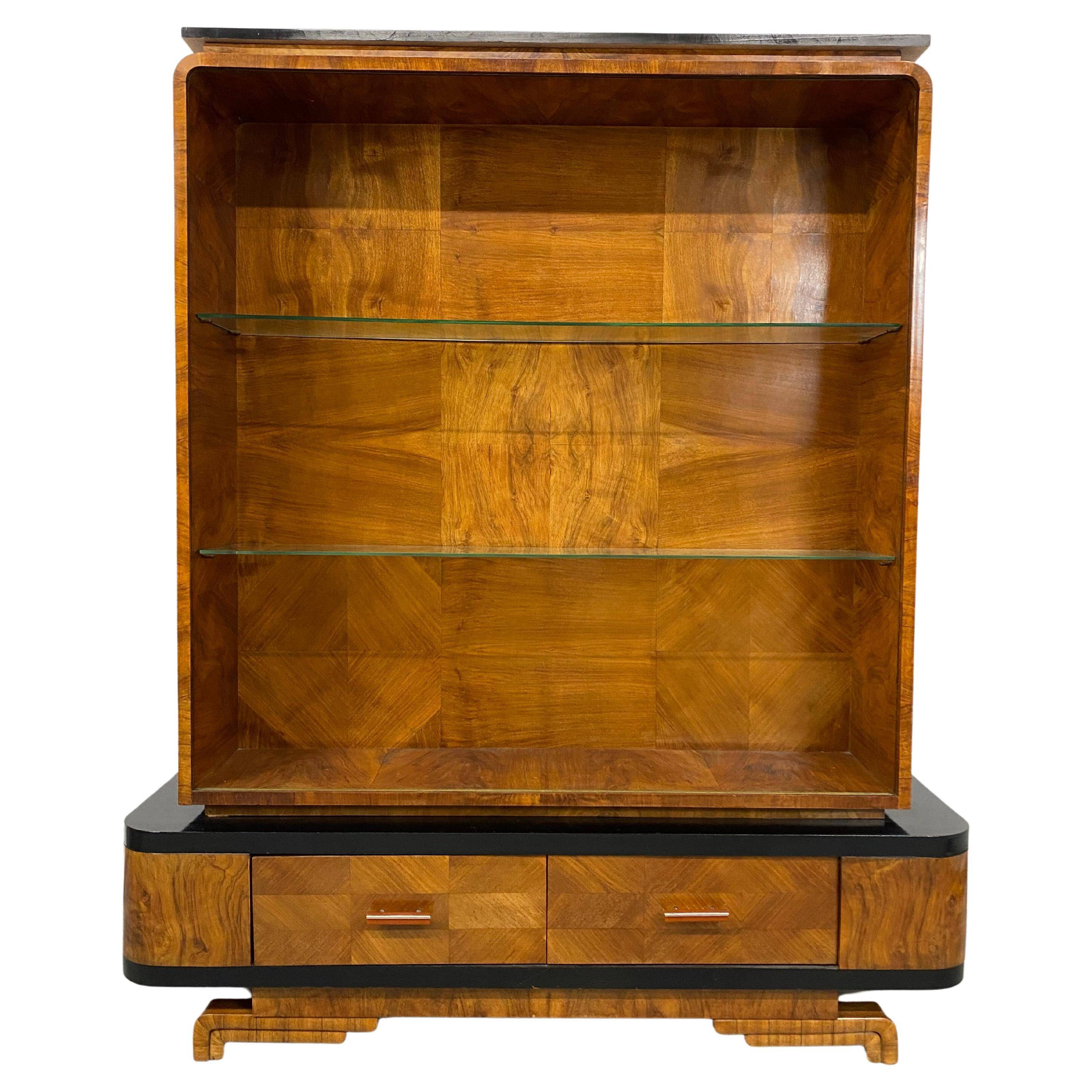 Art Deco display cabinet in walnut