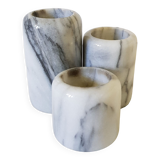 Set of 3 marble candle holders