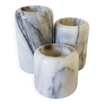 Set of 3 marble candle holders