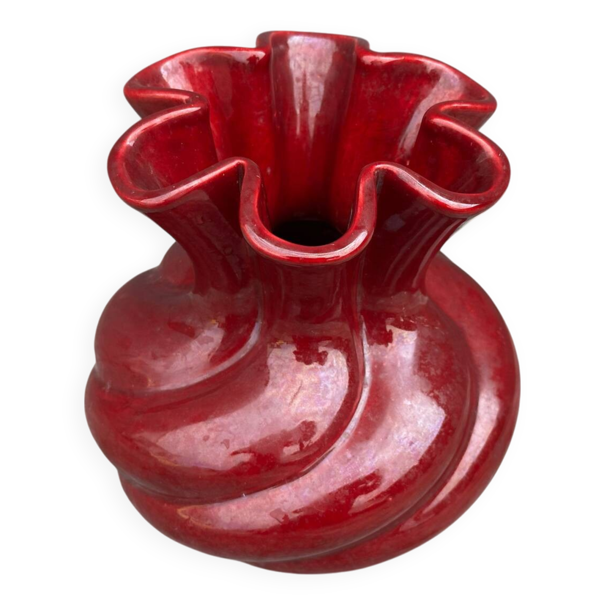 Twisted Vase Vallauris Bordeaux 1950s