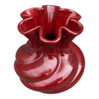 Vase Torsadé Vallauris Bordeaux années 50