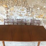 Scandinavian extension teak stretch table in butterfly ephardt by Meredew circa 60's
