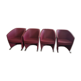 4 fauteuils cuir et pieds chromés design harmony