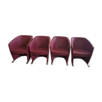 4 fauteuils cuir et pieds chromés design harmony