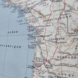 Vintage map of seaside and thermal France from 1950