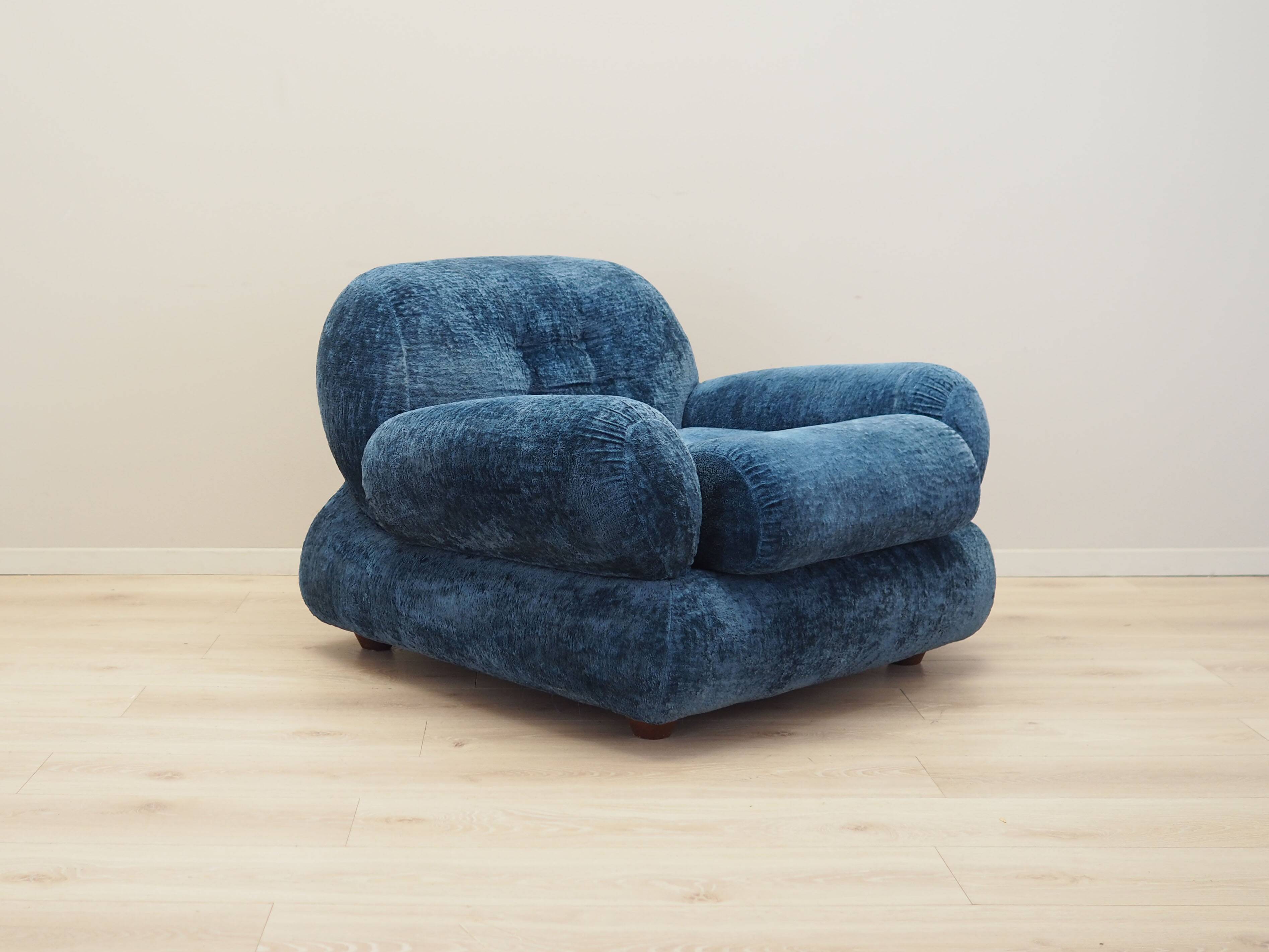Blue armchair, Italian design, 1970s, production: Italy