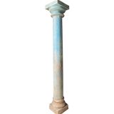 Teak and blue lacquered stone column