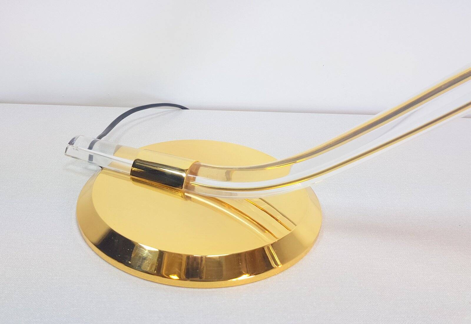Vintage Cobra Desk Lamp in Brass and Acrylic from Grupo Mci, 1970