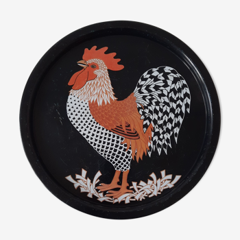 Vintage metal rooster pattern tray, 70' 80'