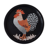 Vintage metal rooster pattern tray, 70' 80'