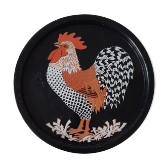 Vintage metal rooster pattern tray, 70' 80'
