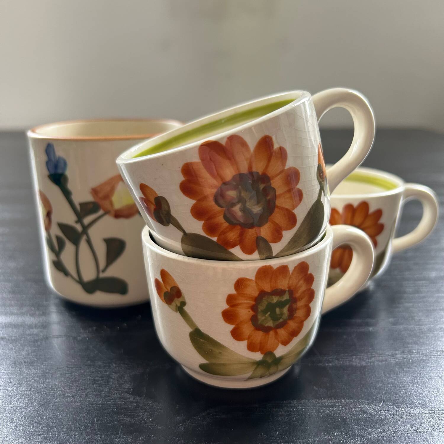 Set of 3 Sarreguemines cups and 1 mug