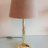 Golden metal lamp and lampshade fishing skin / vintage 70s-80s