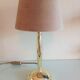Lampe en  métal doré et abat jour peau de peche / vintage années 70-80