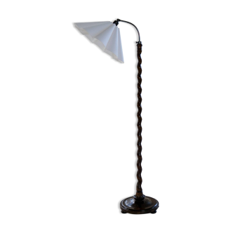Organic whirlwind floor lamp in stained birch, Sweden, 1940s.