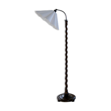 Lampe sur pied tourbillon organique Art déco en bouleau teinté, Suède, années 1940