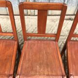 6 René Gabriel chairs from the reconstruction period in beech and plywood.