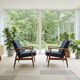 Paire de fauteuils scandinave vintage bleu marine tweed 